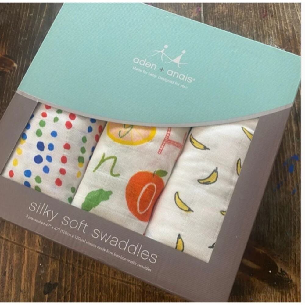 NEW!  Aden + Anais Silky Soft Muslin Swaddles in TUTTI FRUTTI (3 PACK)